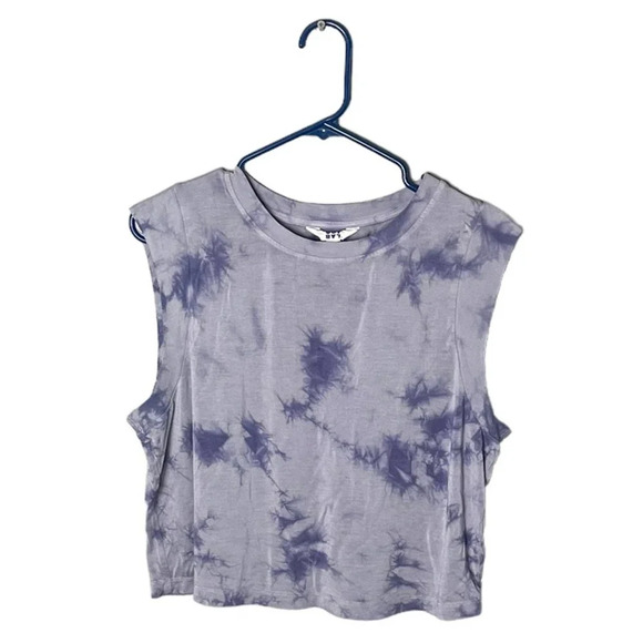 JoyLab Women’s Purple Tie Dye Muscle Crop T-Shirt Size Medium - Picture 2 of 7